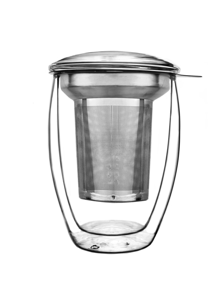 Creano DOPPELWANDIGES THERMOGLAS „ALL-IN-ONE“ 400ml, INKL. EDELSTAHLFILTER, Glas günstig kaufen 400ml