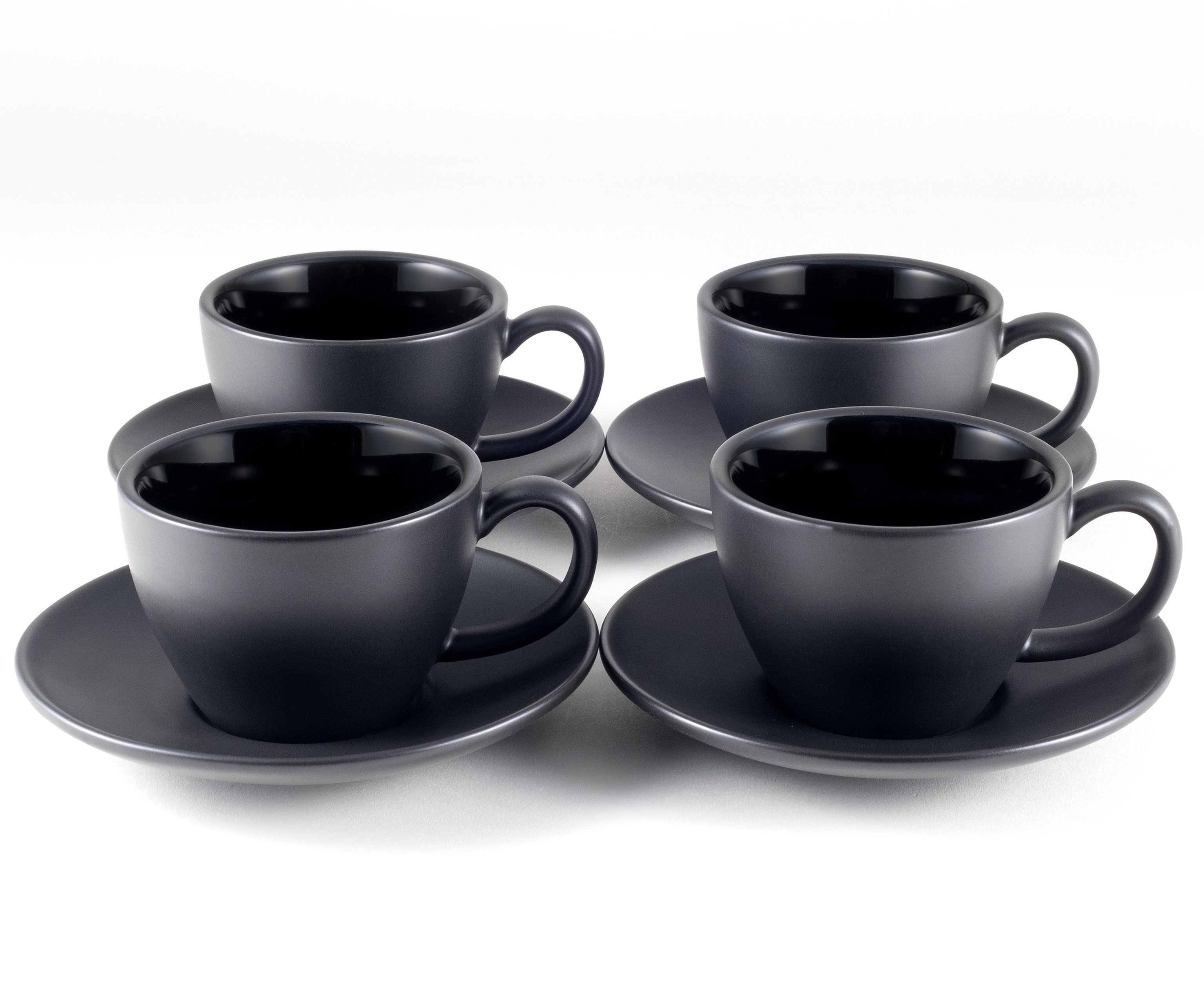 Hanseküche Cappuccinotasse Cappuccino Tassen 4er Set (180 ml) aus Steingut, Keramik, lange Wärmesspeicherung durch dickwandiges Steingut