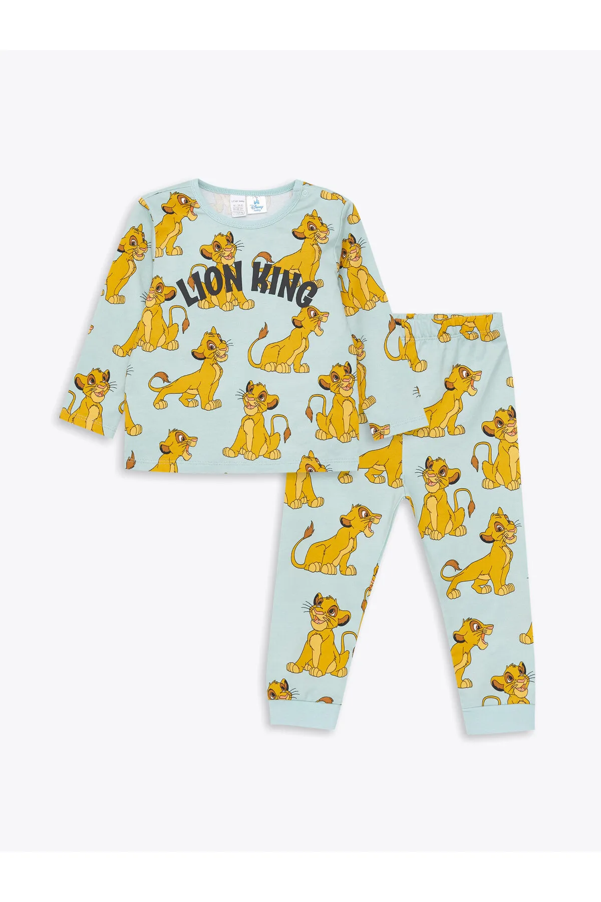 LC Waikiki  Langarm-Pyjama-Set für Jungen mit Rundhalsausschnitt, bedruckt mit dem König der Löwen