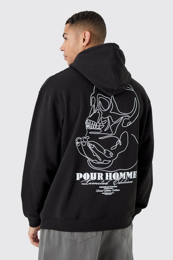 Oversize Hoodie mit Totenkopf-Print