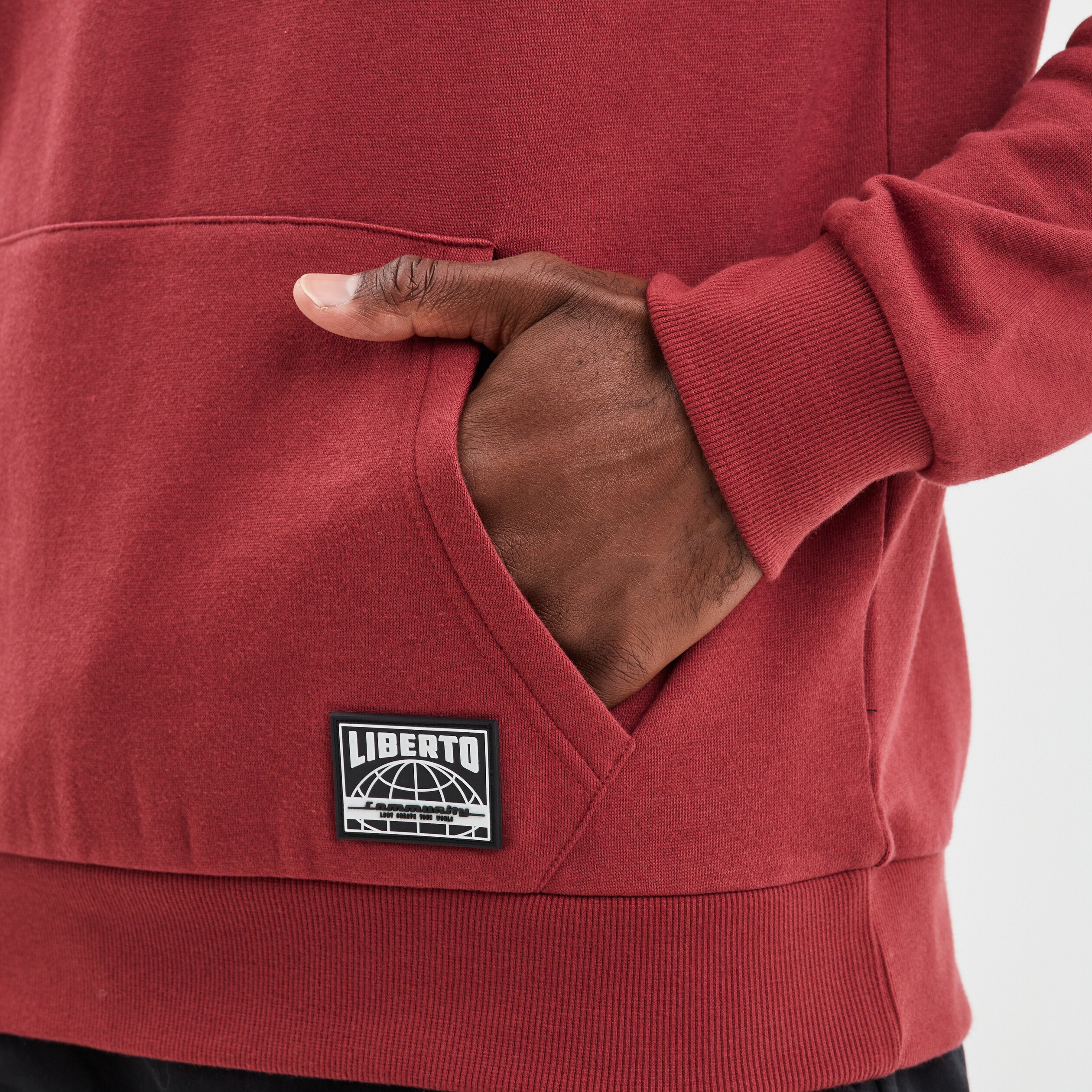 Sweat tricolor à capuche hoodie bordeaux homme | La Halle