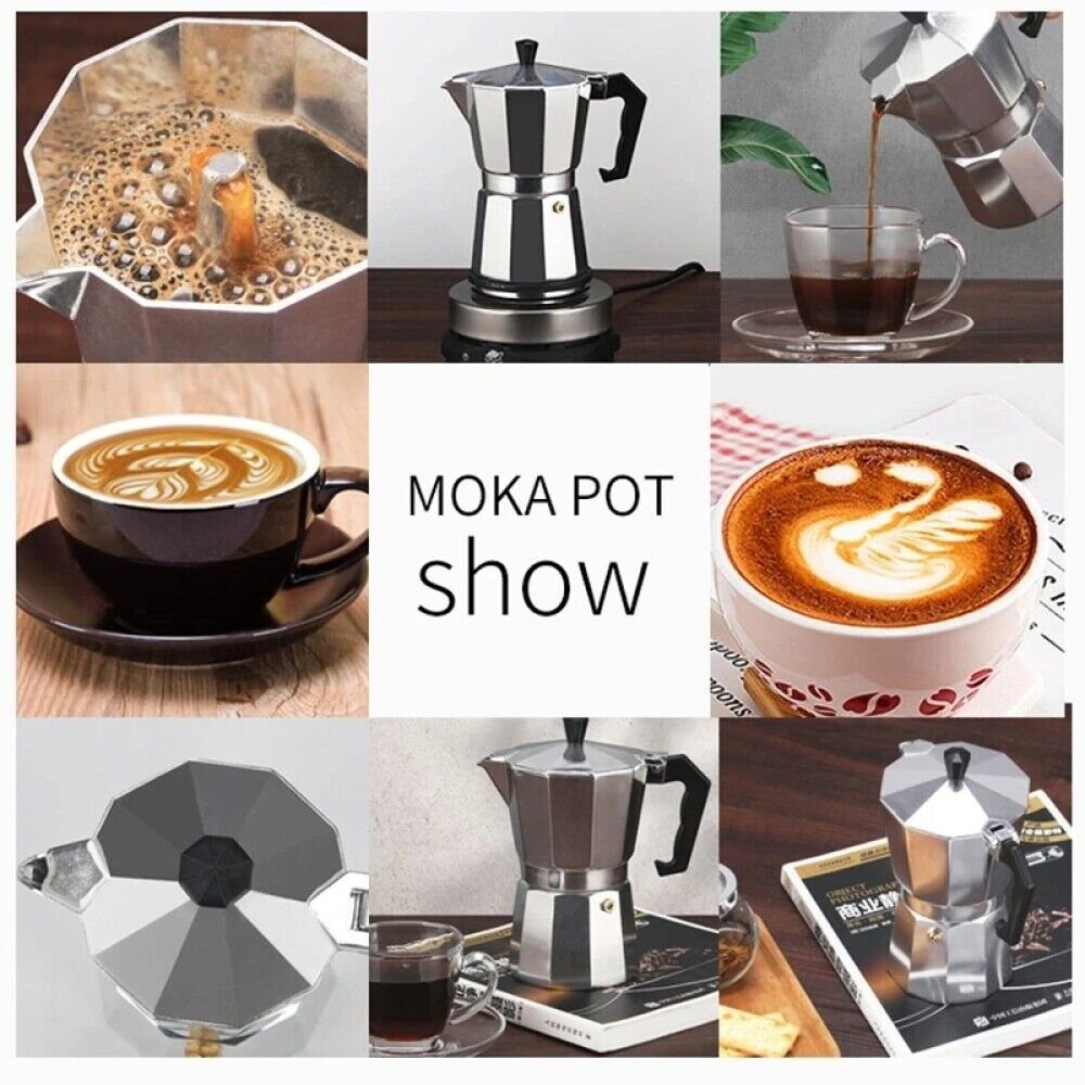 BlingBin Kaffeebereiter 9-12 Tassen Espressokocher Espressokanne Kaffe Kocher, 0.45l Kaffeekanne, Edelstahlfilter, Silikondichtung, Sicherheitsventil
