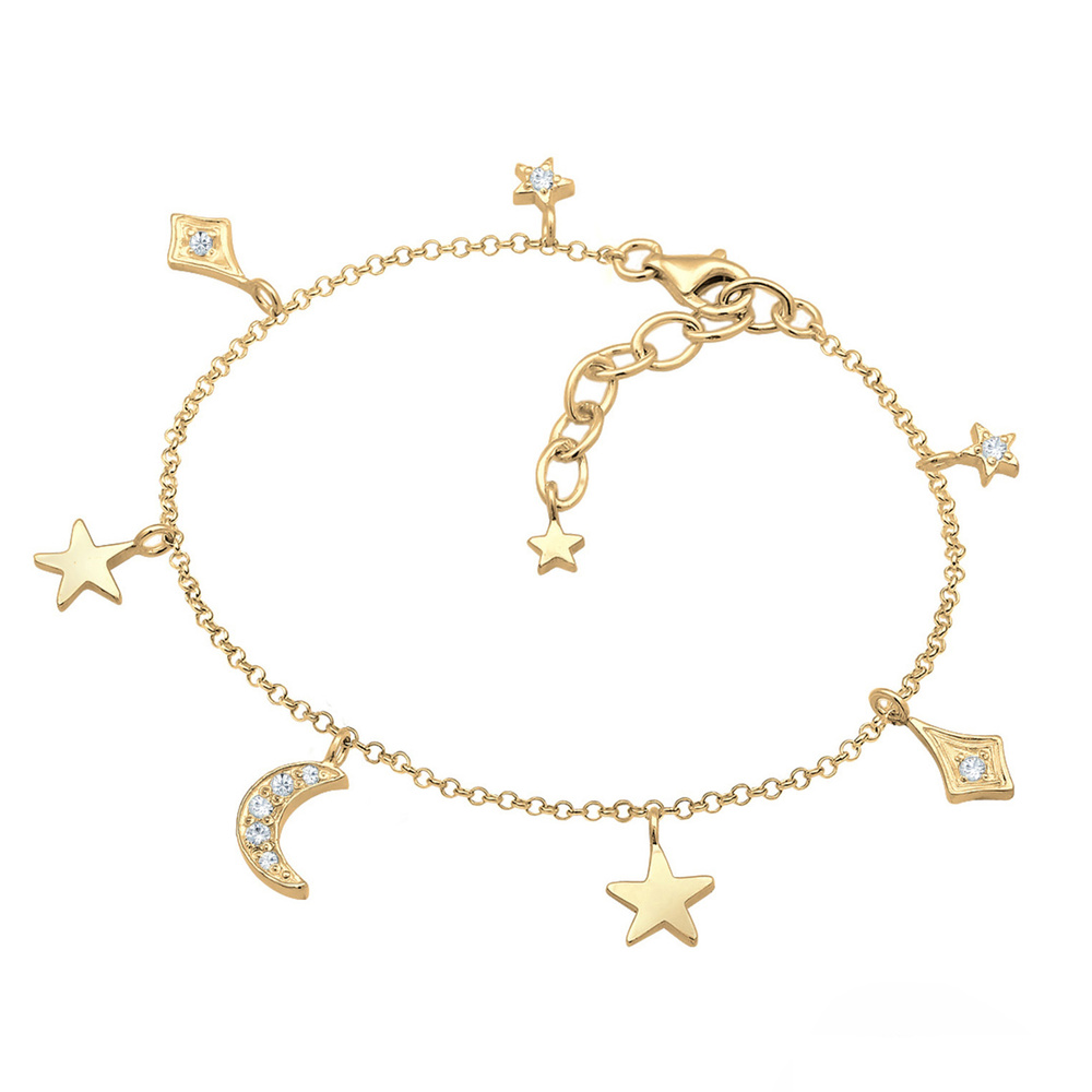 Elli Elli Bracelet Astro Sterne Halbmond  Kristalle 925 Silber Bracelet
