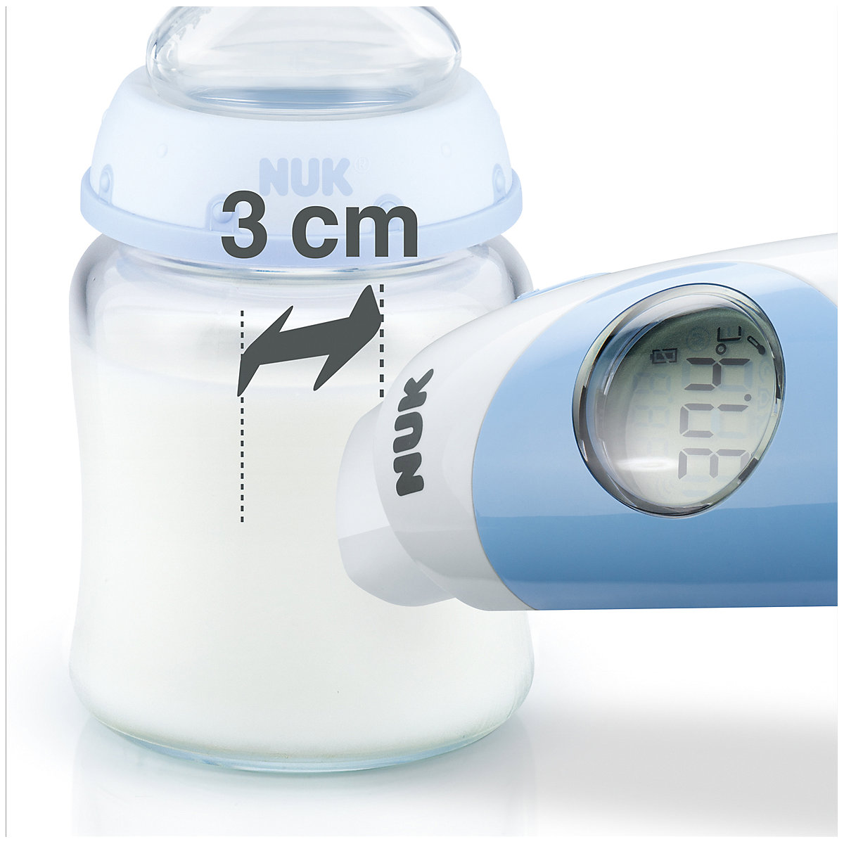 NUK Baby Thermometer Flash, berührungslose Fiebermessung an der Stirn durch Infrarotsender, sekundenschnell und hygienisch