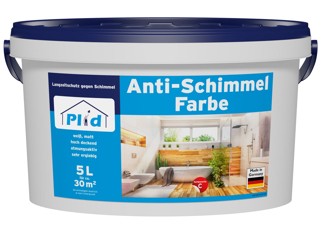 Plid Premium Anti-Schimmelfarbe Schimmelschutz Feuchtraumfarbe Weiß