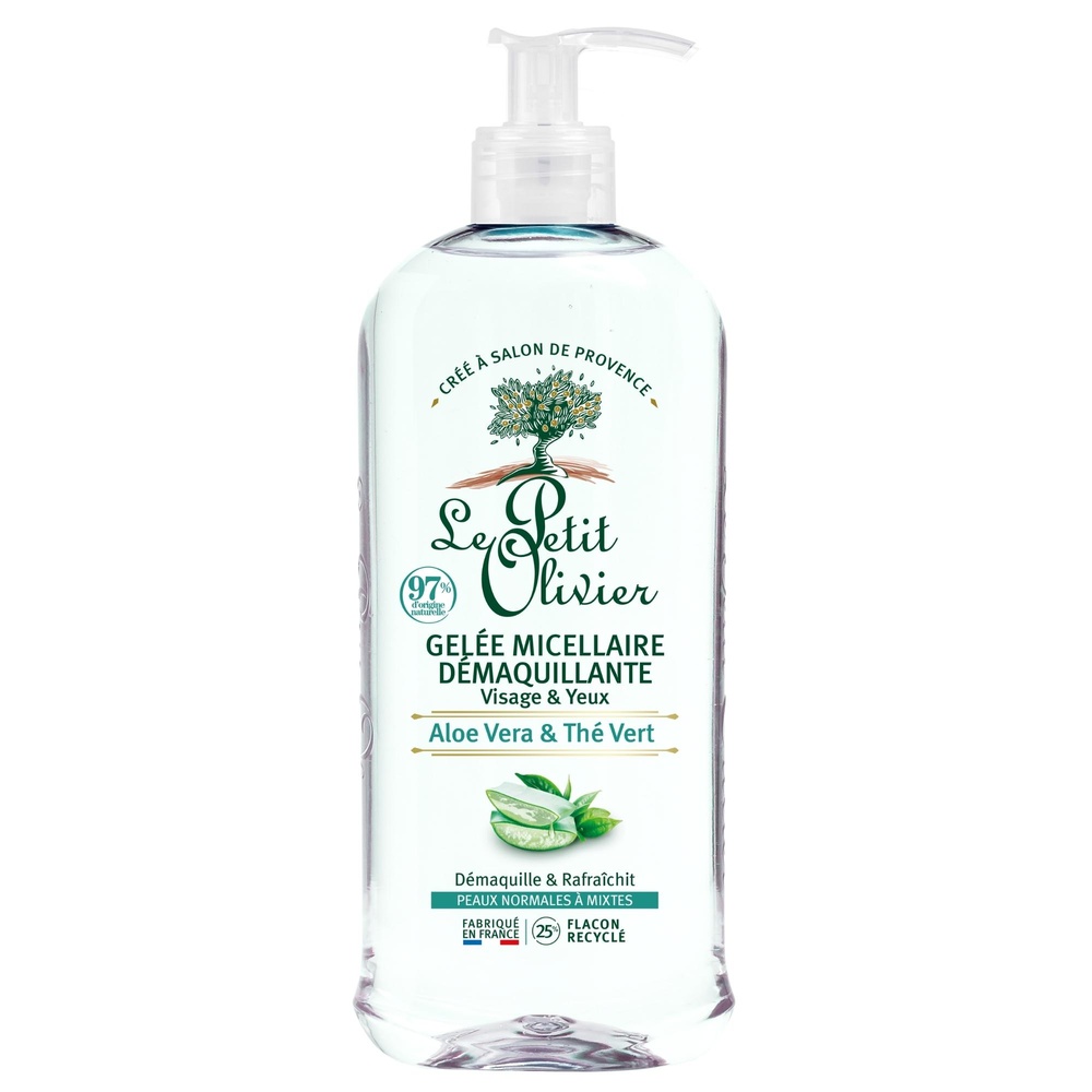 le petit olivier Gelée Micellaire Démaquillante Aloe Vera & Thé Vert Gelée Micellaire - Peaux Normales à Mixtes
