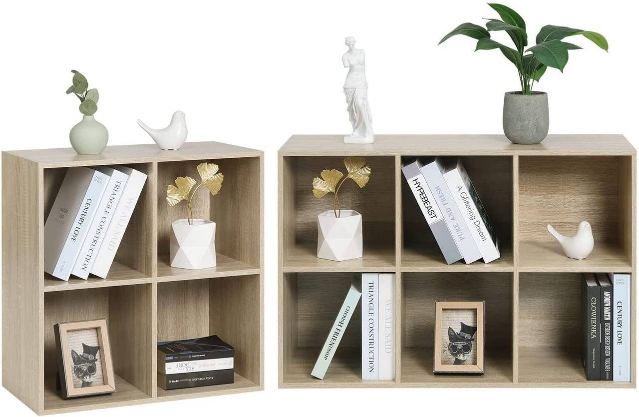Woltu Bücherregal, 1-tlg., Würfelregal 6 Fächer aus MDF 60x30x89 cm Eiche