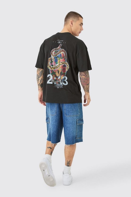 Oversize T-Shirt mit Schlangenprint Renaissance-Print