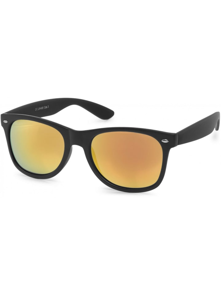styleBREAKER Nerd Sonnenbrille in Schwarz glanz / Orange-Rot günstig kaufen onesize