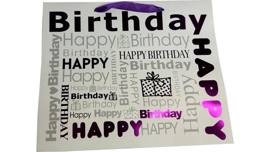 BOCK Geschenktüte gross Happy Birthday 26 x 33 x 13,5cm sortiert