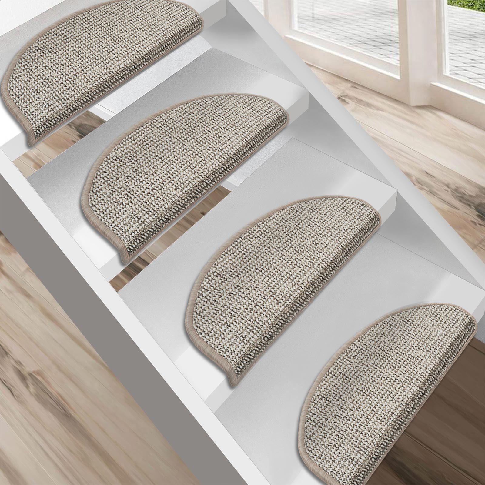 Stufenmatte Carlton, Erhältlich in vielen Farben & Größen, Treppenschutz, Floordirekt, Halbrund, Höhe: 7,5 mm