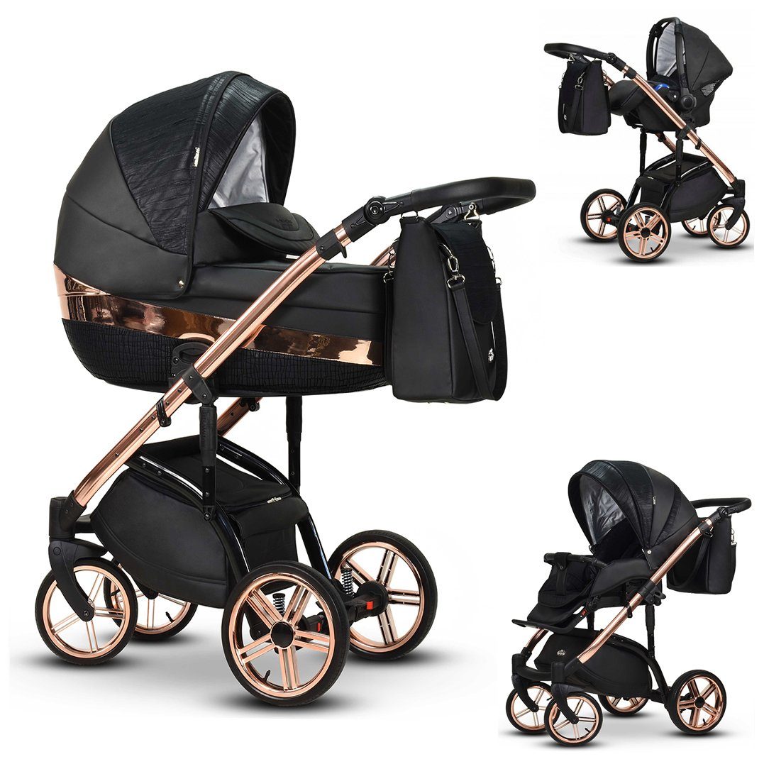 babies-on-wheels Kombi-Kinderwagen 3 in 1 Kinderwagen-Set Vip Lux - 12 Teile - in 16 Farben