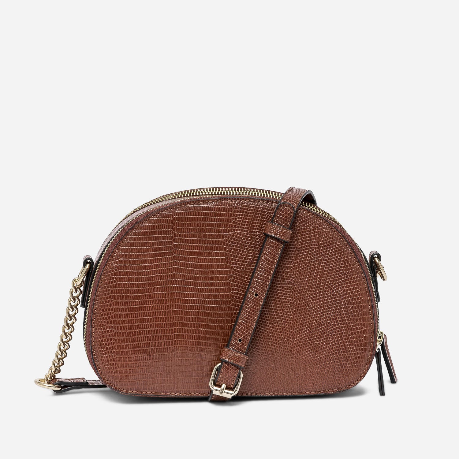 Sac bandoulière cognac effet python