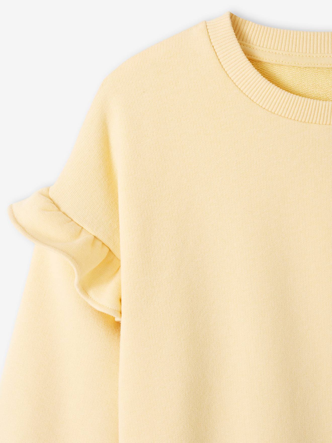 Vertbaudet Mädchen Sweatshirt mit Volant-Saum personalisierbar - bonbon rosa