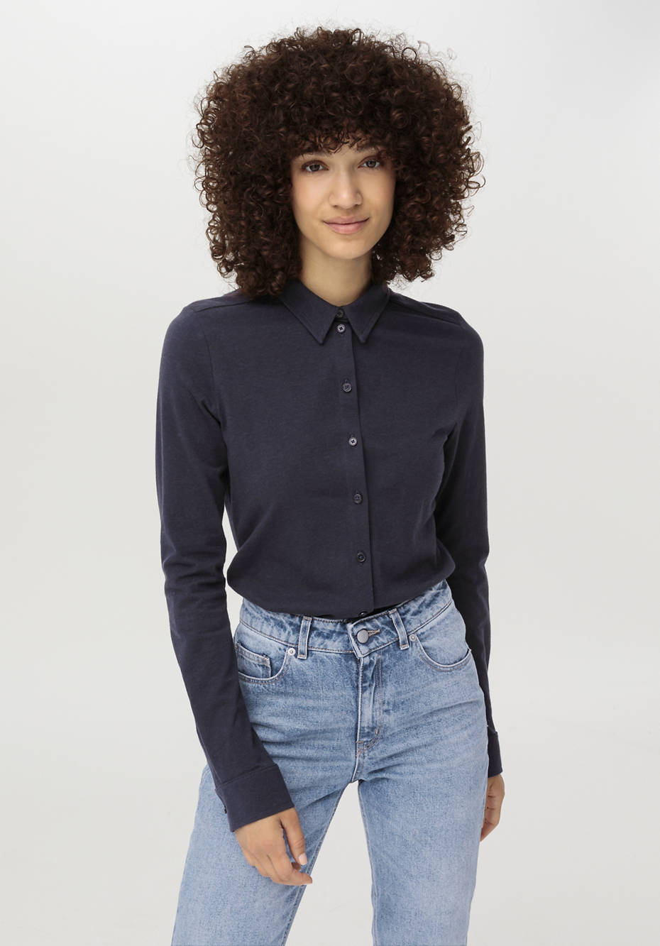 Jersey-Bluse aus Bio-Baumwolle mit Bio-Schurwolle