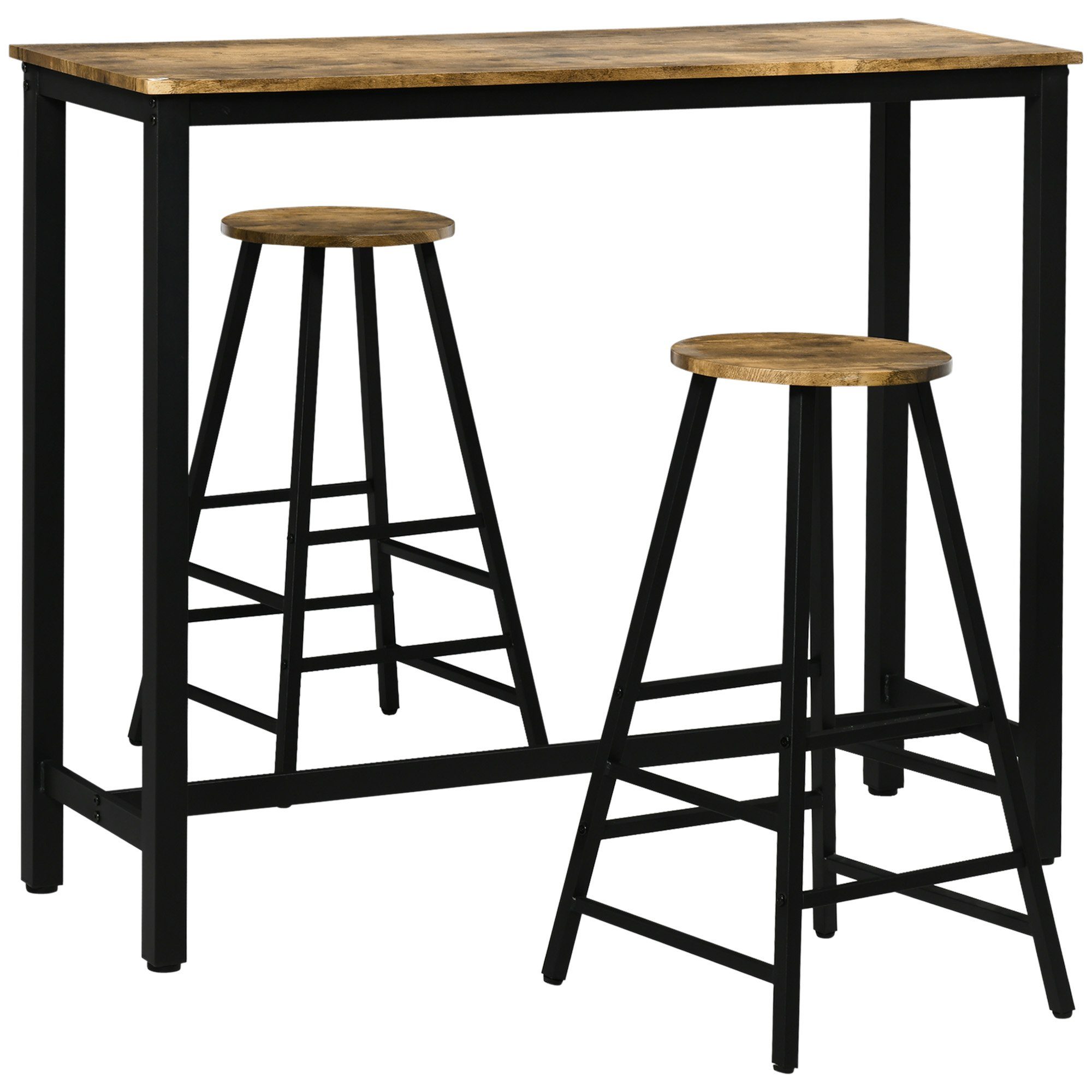 HOMCOM Bargruppe mit Hockern Industrie Design Holzwerkstoff