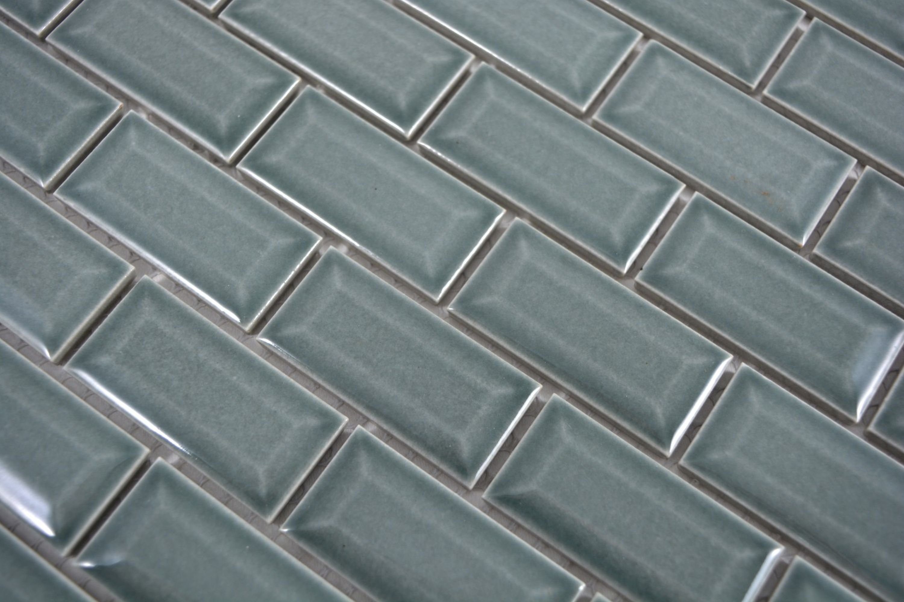 Mosani Mosaikfliesen Metro Subway Grau Grün Mosaikfliese Keramik Fliesenspiegel Küche