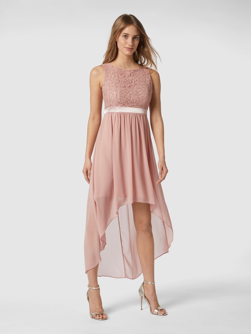 Cocktailkleid aus Spitze und Chiffon in altrosa meliert