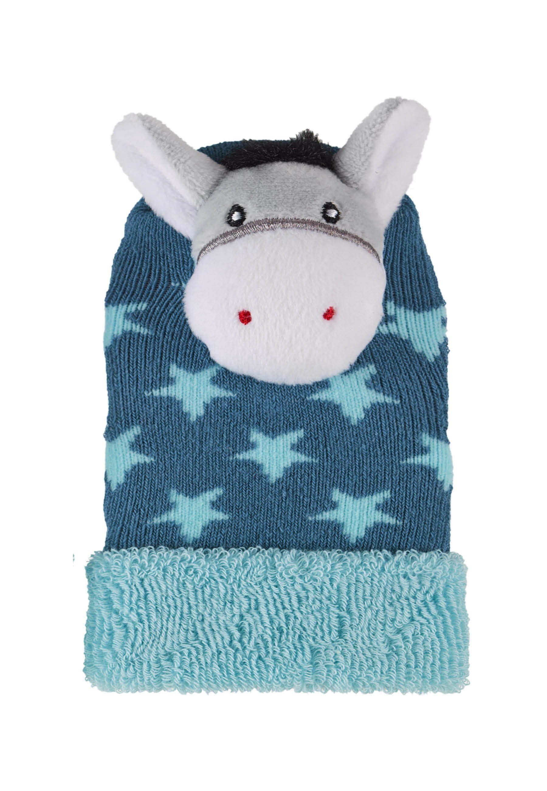Sterntaler® Socken Baby-Rasselsöckchen Esel Rasselsöckchen Esel - Baby-Rasselsöckchen Mittelblau - Niedliche Babysocken mit integrierter Rassel - Baby Rasselsocken mit Umschlag plastischer Esel Figur und Stern-Motiven