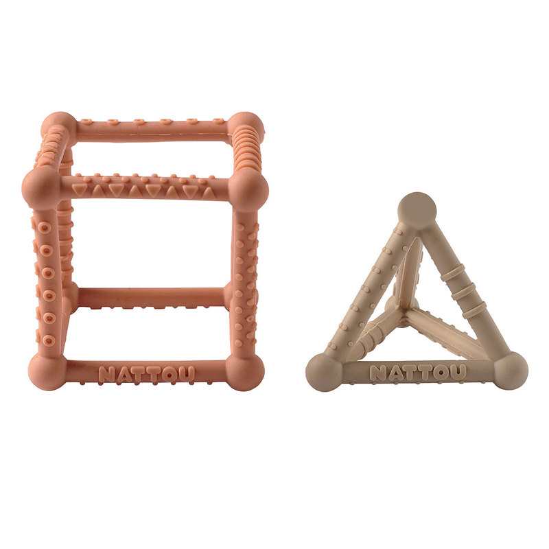 Set cube et pyramide en silicone terracotta Nattou