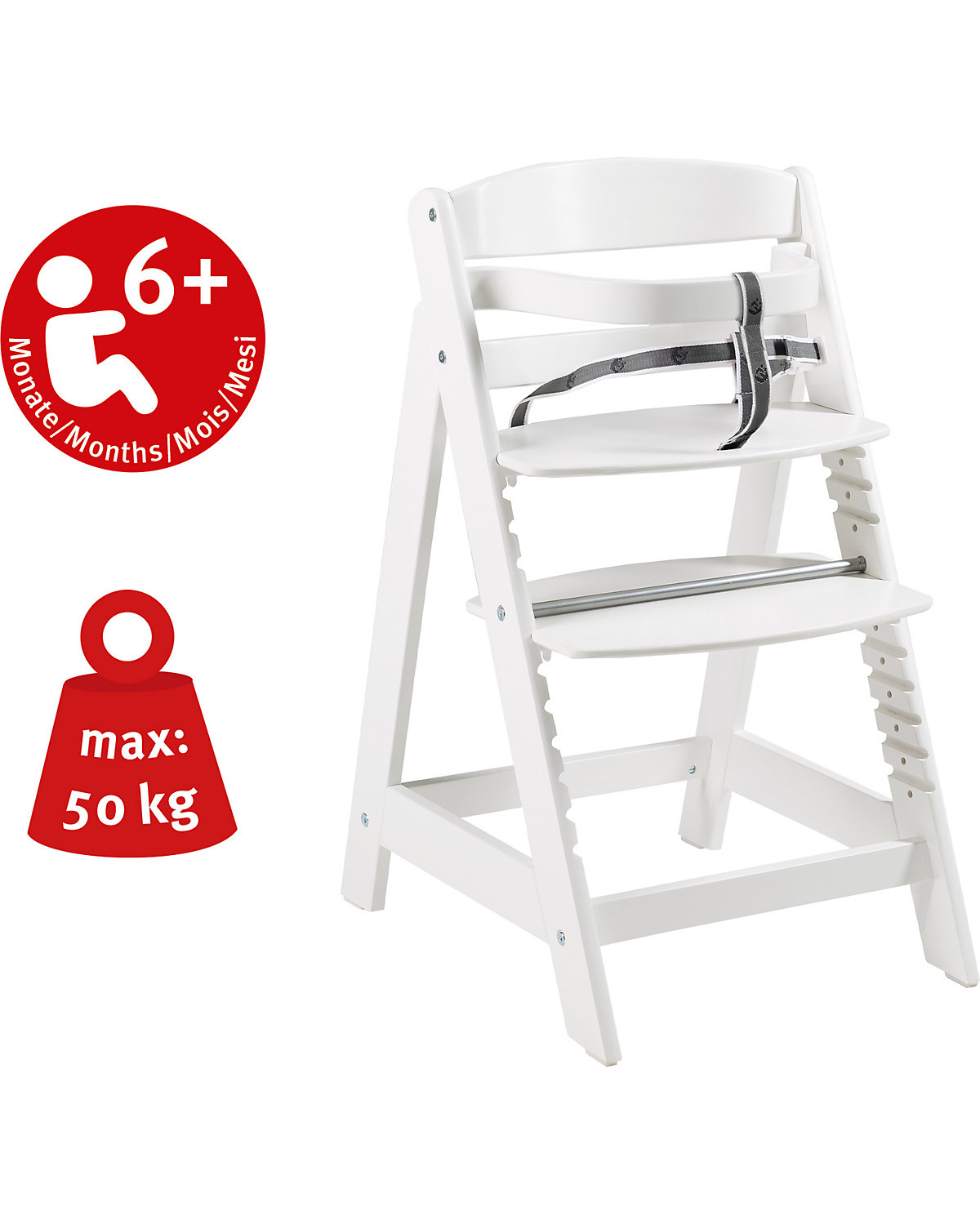 Treppenhochstuhl 'Sit Up Click', mitwachsend, innovativer Klickverschluss, Holz, weiß