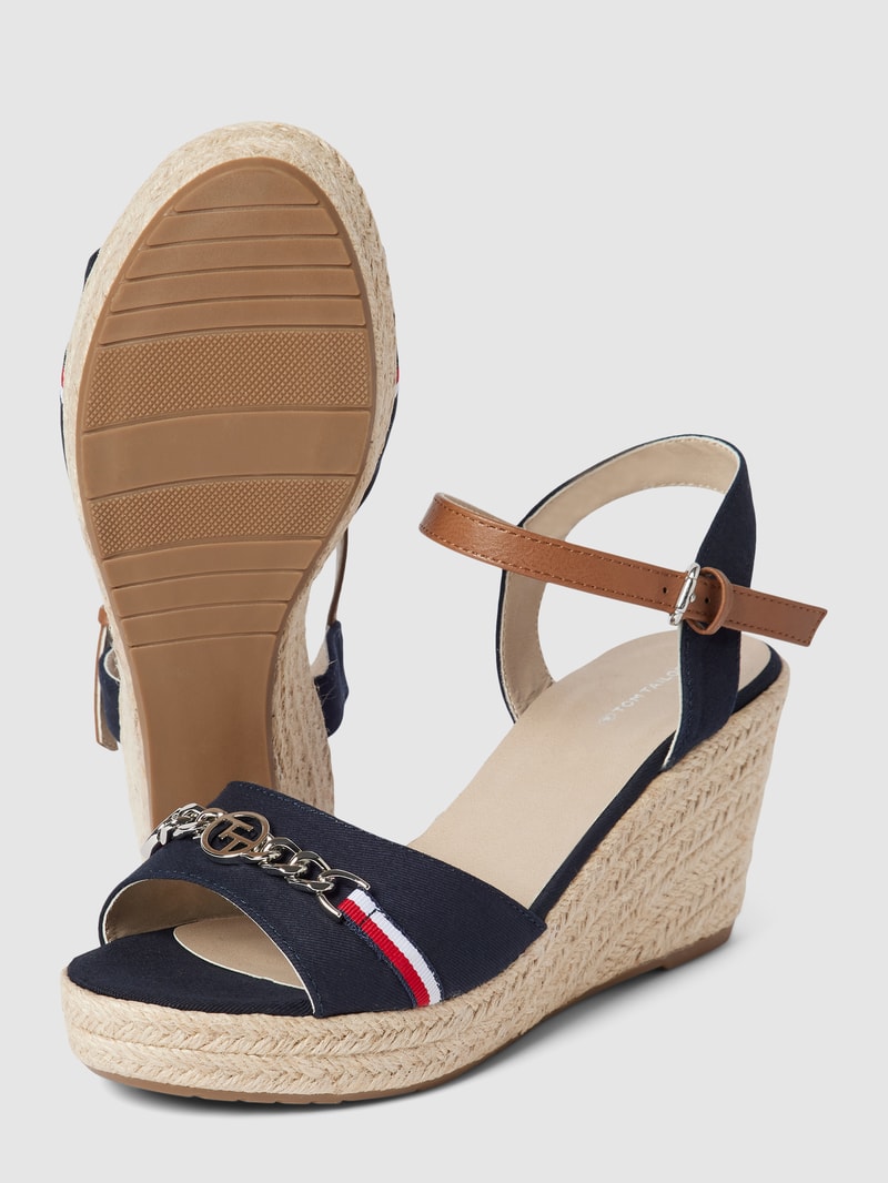 Wedges mit Label-Detail in marineblau