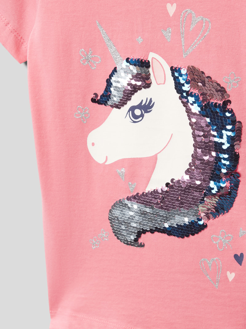 T-Shirt mit Wendepailletten in lachs