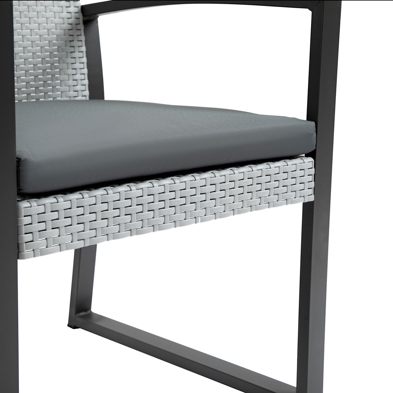 Outsunny Polyrattan Bistroset 3-tlg. Sitzgruppe Balkonmöbel Set Gartensitzgruppe mit Beistelltisch Gartenset Sitzgarnitur mit Sitzkissen Stahl Schwarz Grau