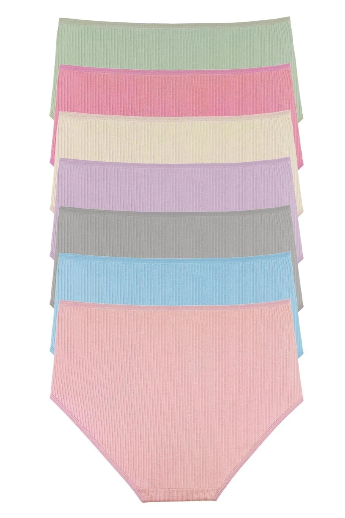 Sensu  Geripptes 7-teiliges Höschenset für Damen mit hoher Taille – Kts3080