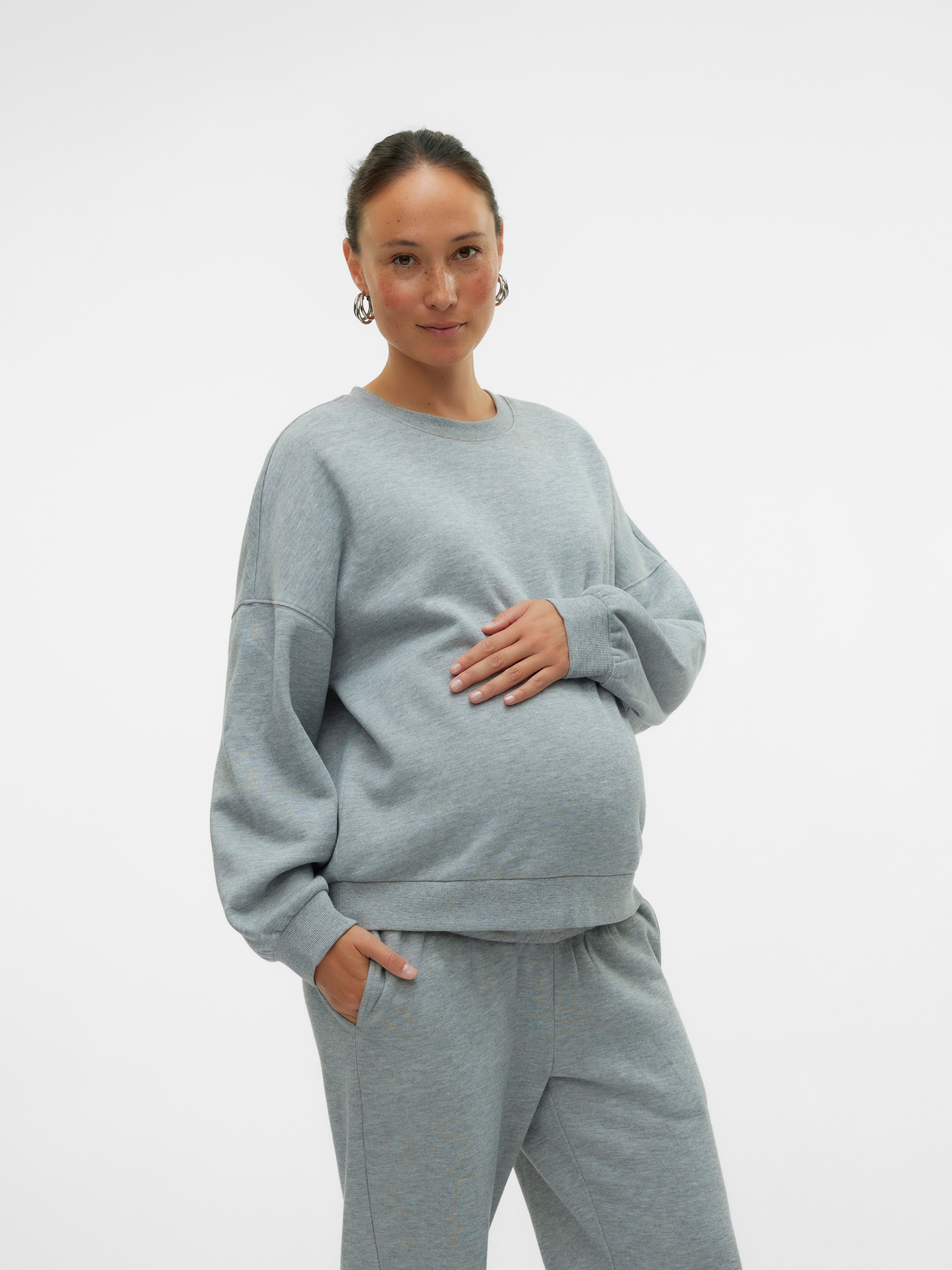 Locker geschnitten Rundhals Gerippte u00C4rmelbu00FCndchen Tief angesetzte Schulter Sweatshirt