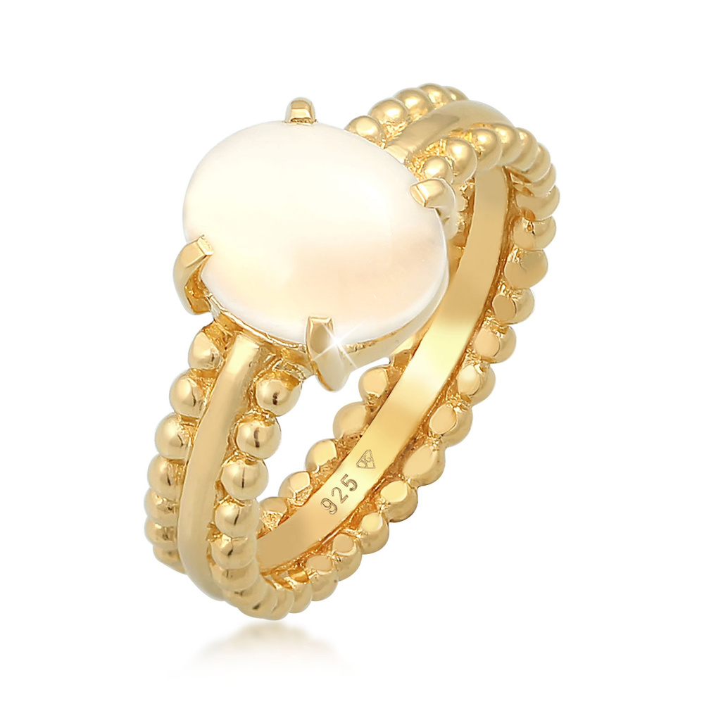 Elli PREMIUM Elli PREMIUM Bague Femmes Chunky Glamour Trend Blogger Oval avec pierre de lune e Bague