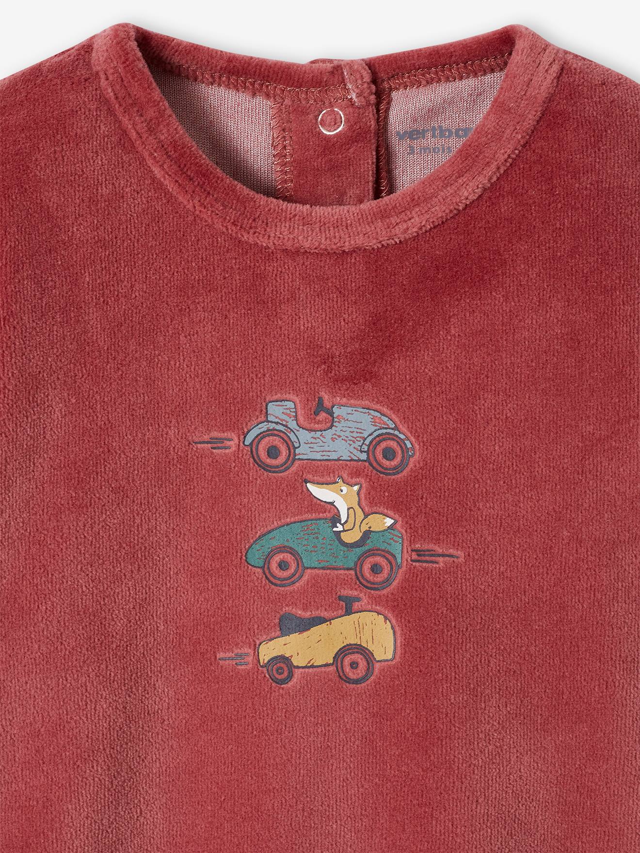 Vertbaudet 2er-Pack Baby Schlafanzüge aus Samt, Rennautos Oeko-Tex - terrakotta