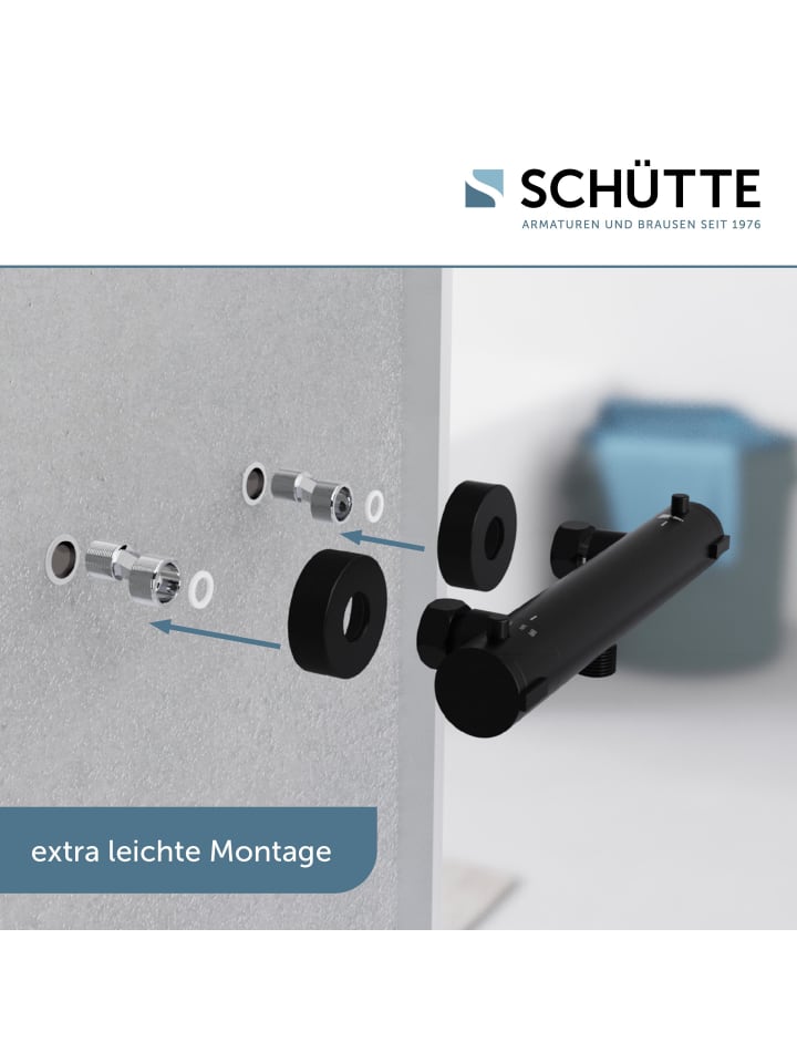 Schütte Duscharmatur LONDON in Schwarz matt mit Thermostat - (L) 7 x (B) 27 x (H) 6 cm günstig kaufen onesize