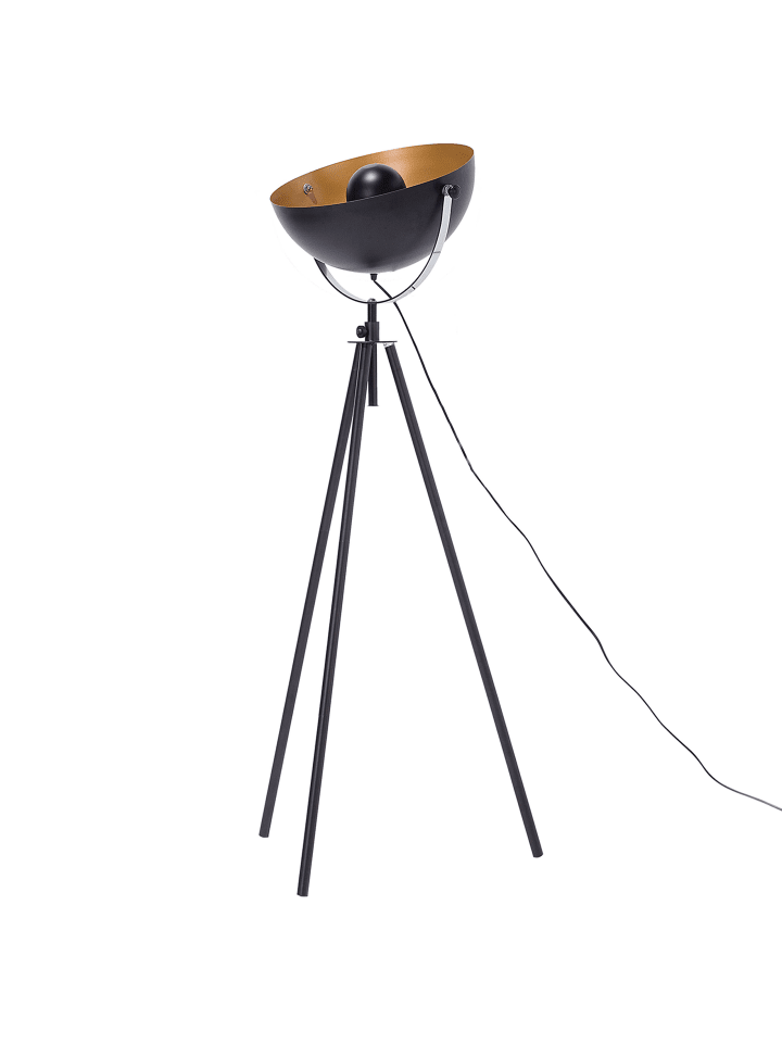 Beliani Stehleuchten THAMES in Schwarz/Gold - (W) 60 x (H) 170 x (L) 60 cm günstig kaufen onesize
