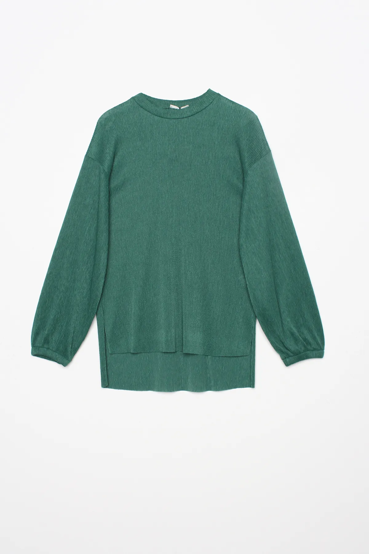 ALLDAY  Grüner Anzug mit plissierter, geschlitzter Bluse und Rock