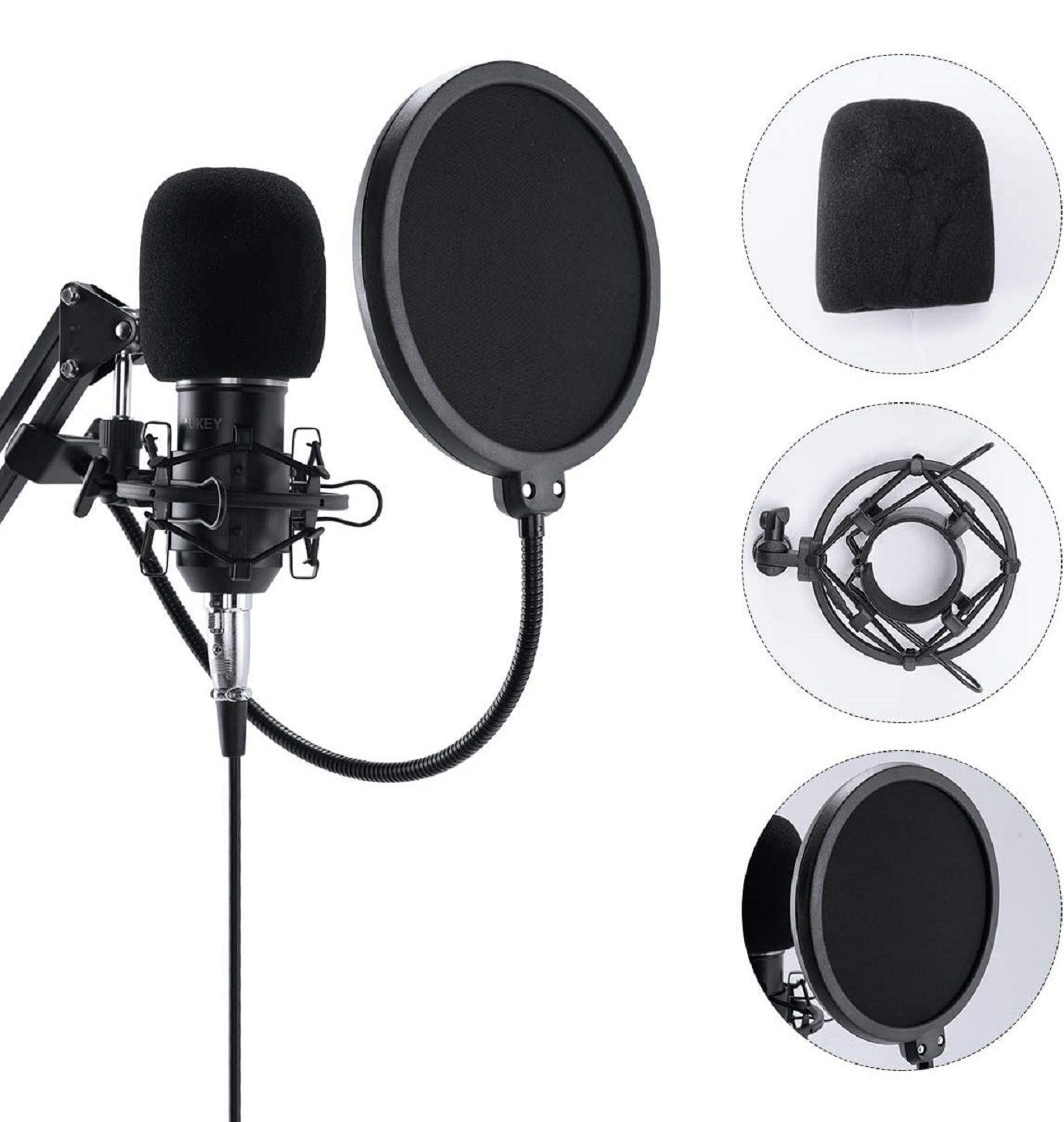 NAIPO Standmikrofon GD-G2, USB Kondensator Mikrofon Set Pro mit Ständer