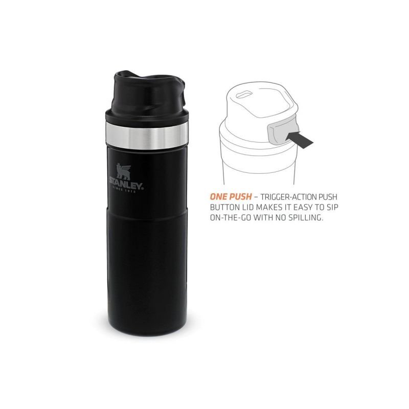 Thermoflasche Stanley, Classic Trigger-Action Travel Mug 16oz \/ 470ml Matte Black Pebble