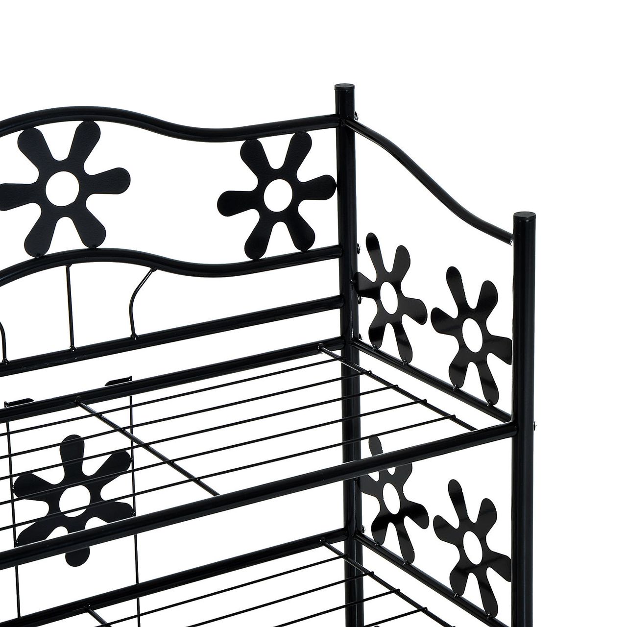 HOMCOM Pflanzenregal Blumenregal Pflanzentreppe Standregal Ständer 4 Etagen Metall Schwarz 59,5 x 30 x 92 cm