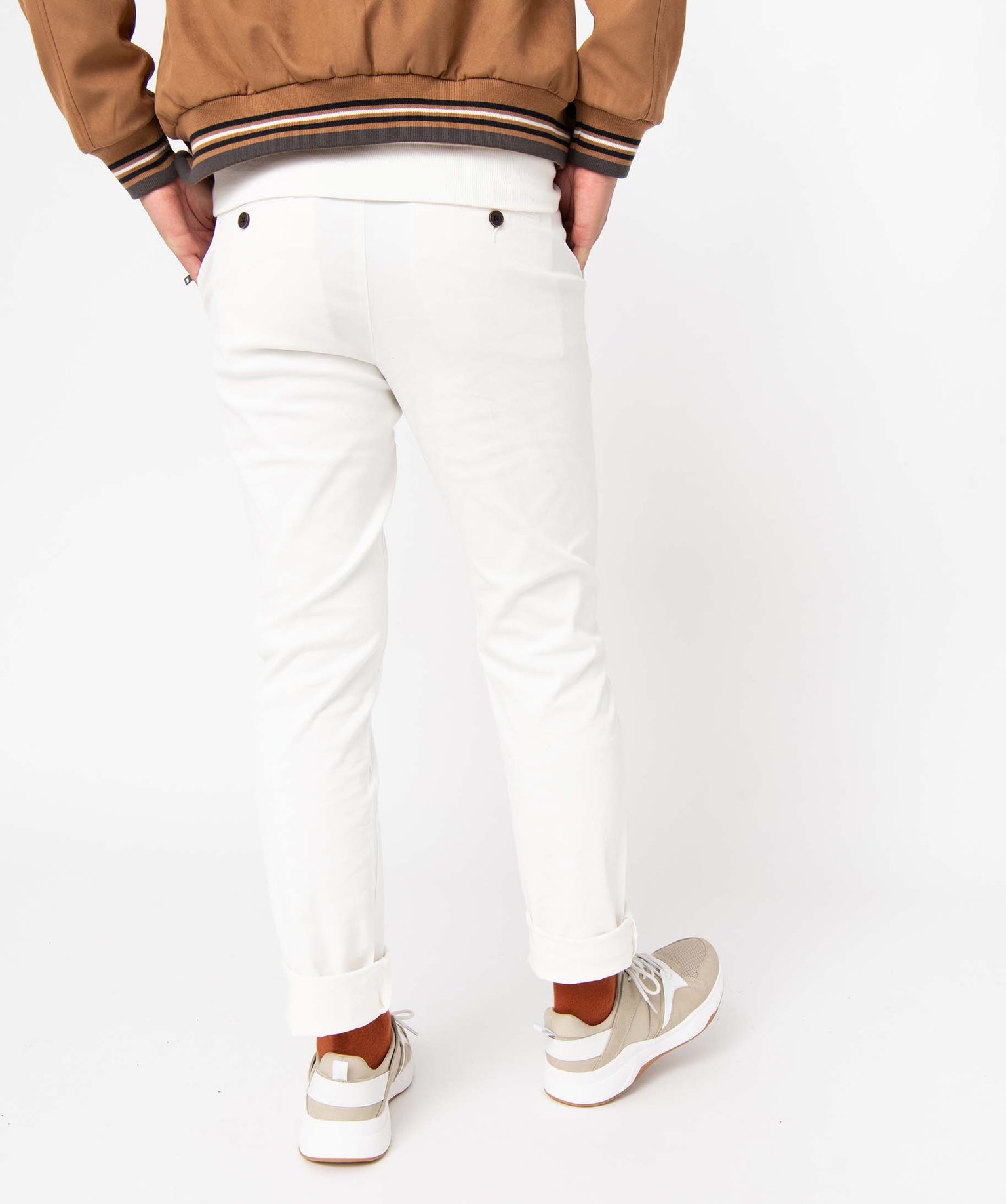 Pantalon chino en coton stretch homme ecru | GEMO