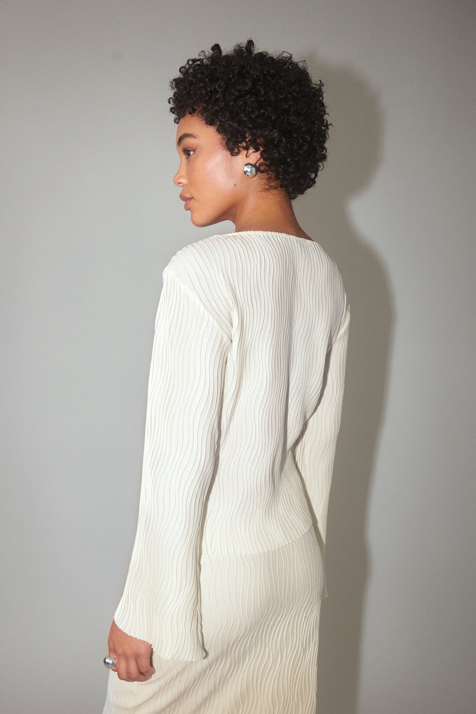 Pleated boatneck top