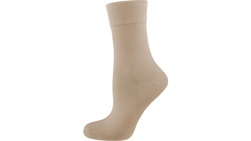 NUR DIE Damen Socken 98% Baumwolle Komfortbund leinen