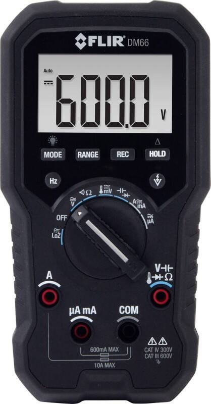 Flir Tragbares Multimeter DM66 Stromversorgung: Batterie Test Typ: Spannung, Strom, Widerstand, Frequenz, Kapazität, Temperatur, Diode, Akustik
