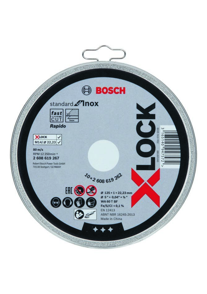 Bosch Blue Accessories 2608619262 X-LOCK vágókorong rozsdamentes acélhoz, standard, 125 mm, WA 60 T BF