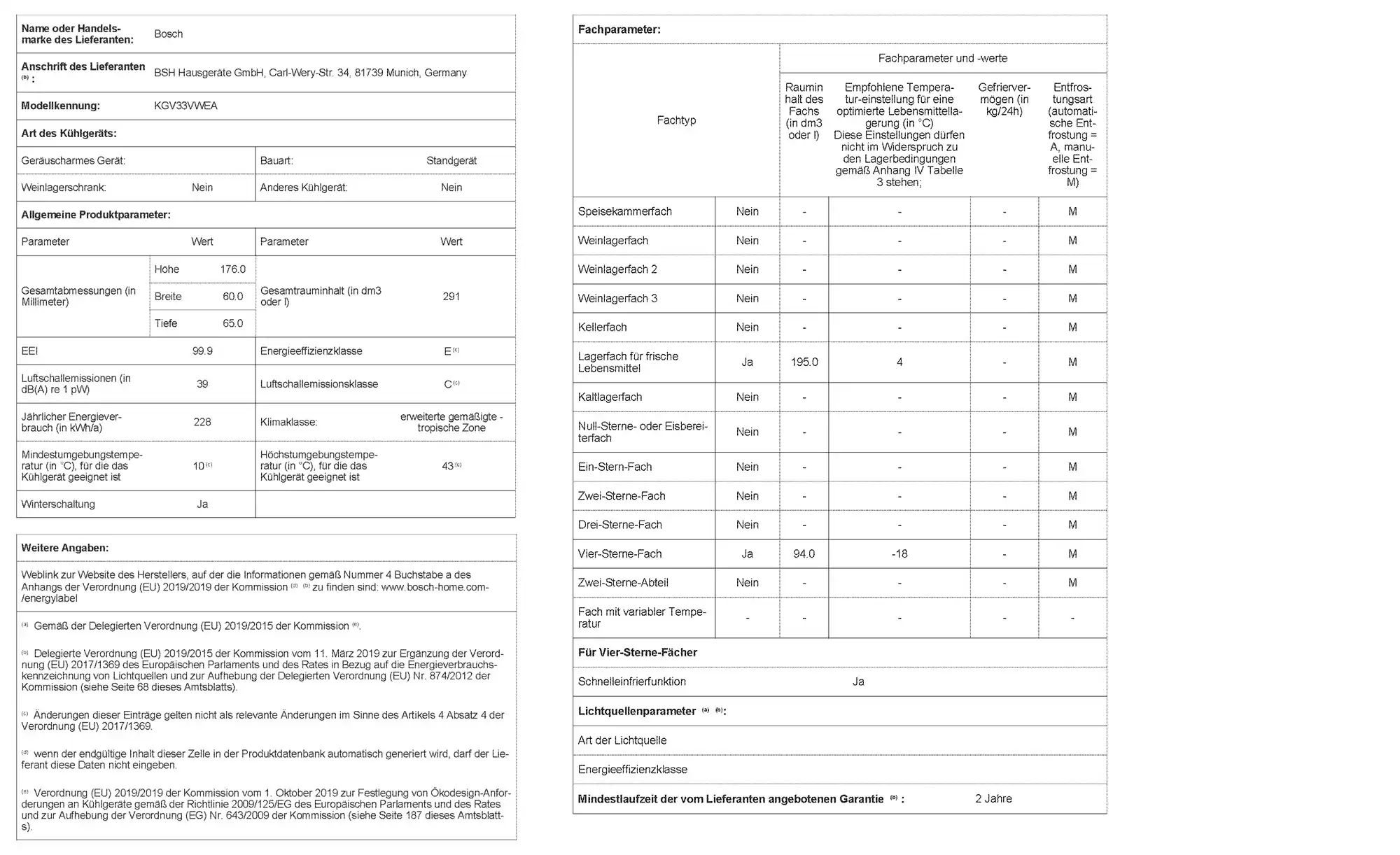 BOSCH Kühl-Gefrier-Kombination KGV33VWEA