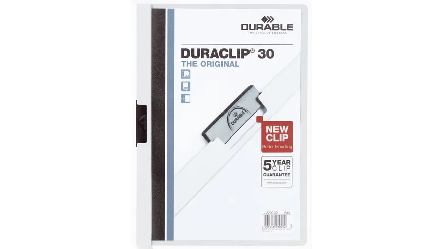 DURABLE Klemm-Mappe DURACLIP® A4 30 Blatt weiss