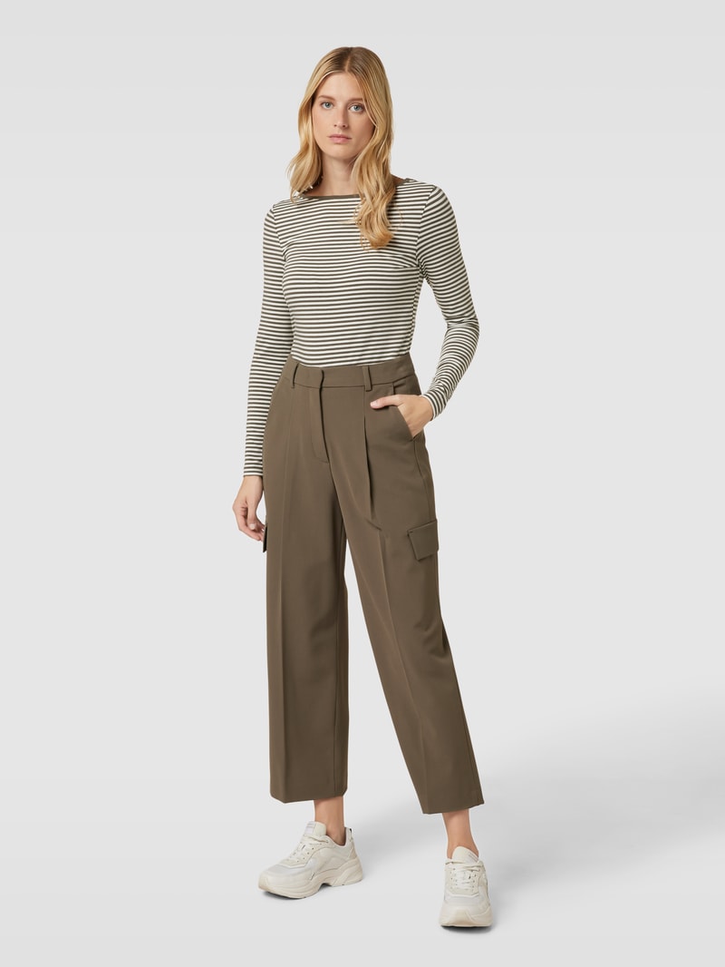Longsleeve mit Streifenmuster und U-Boot-Ausschnitt in schilf