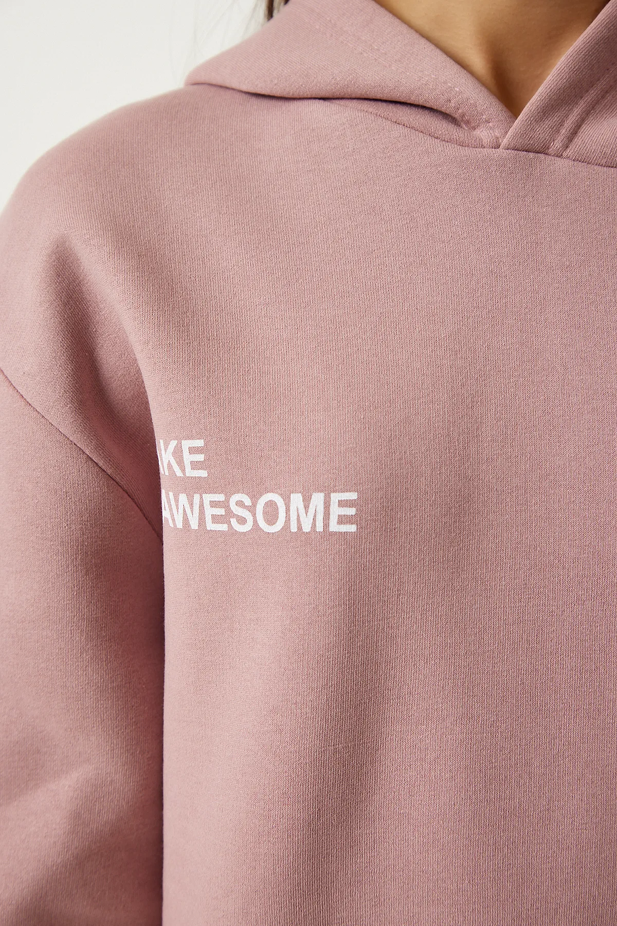 Happiness İstanbul  Damen-Puder-Kapuzen-Sweatshirt in Roségold OW00009