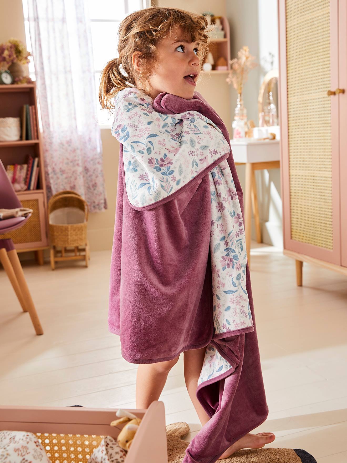 Plaid en velours VICTORIA prune