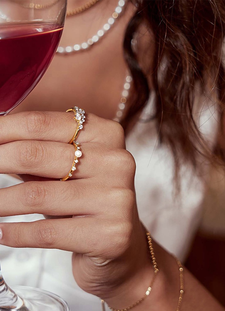 Ania Haie Pearl ring S gold plated
