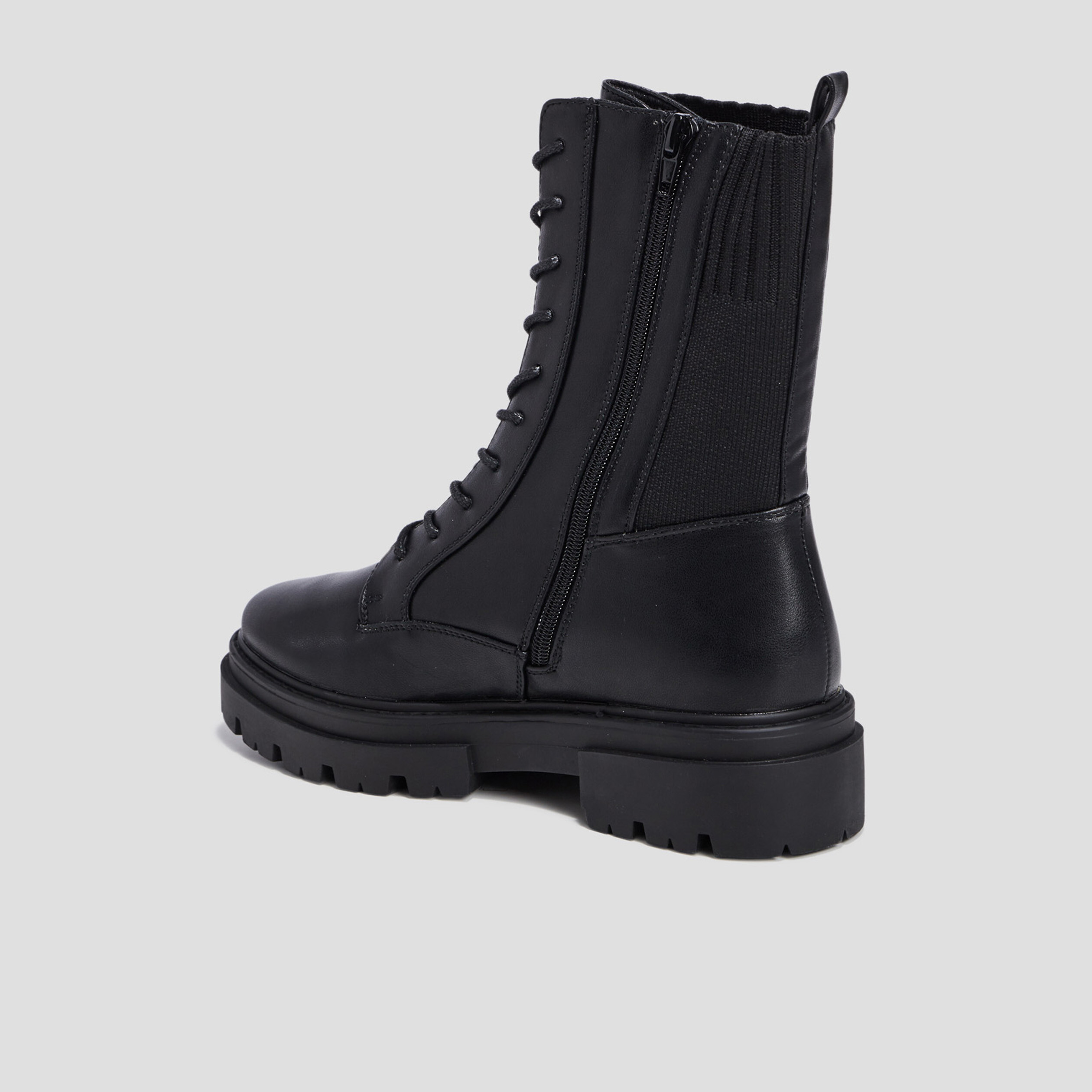 Bottines forme chaussette à lacets noir femme | La Halle